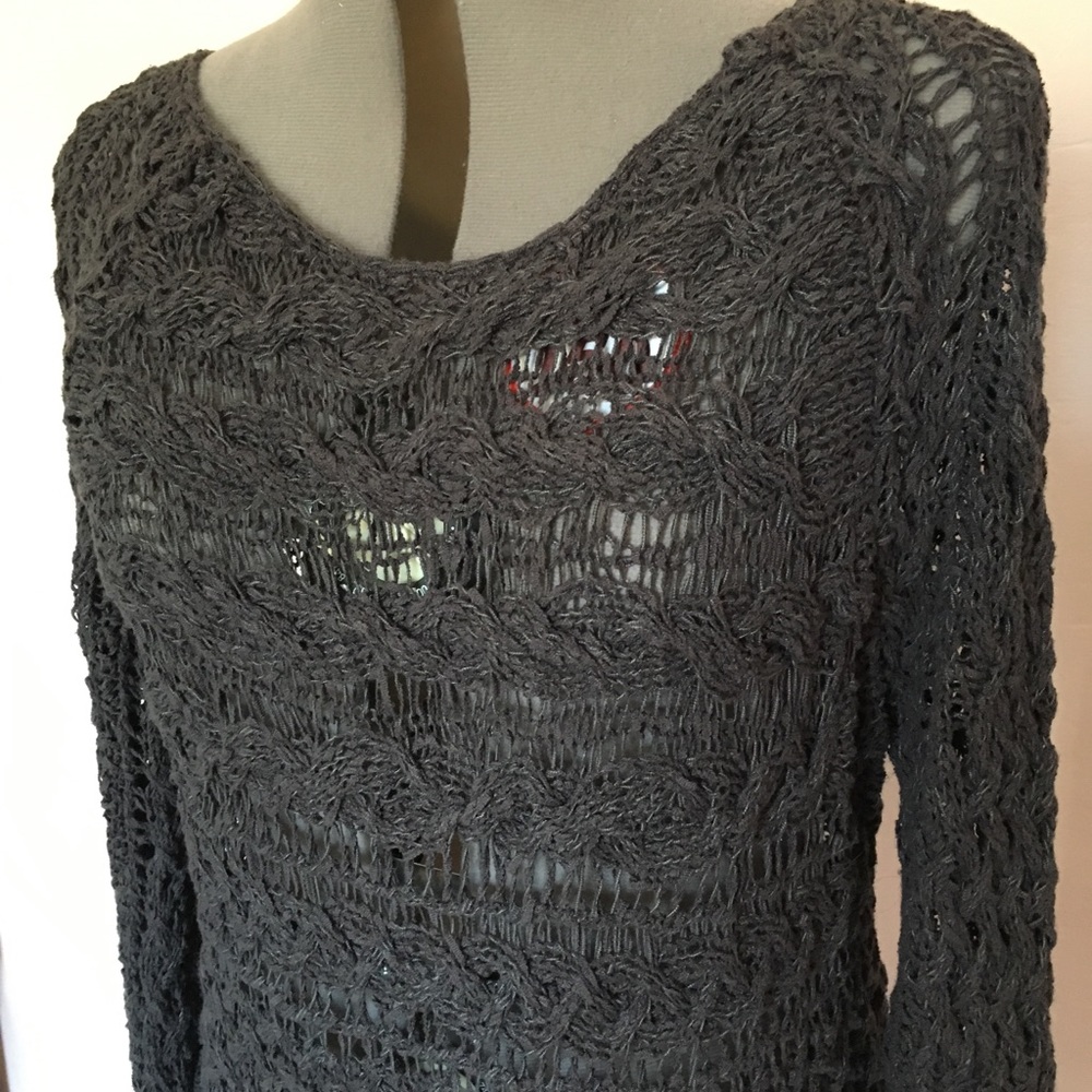 Free People Grey Crochet Style Sweater.